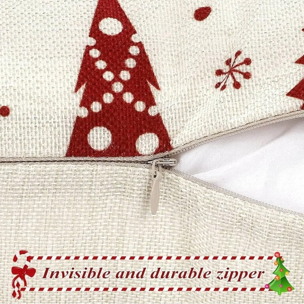 Christmas Throw Pillow Covers 18 x 18 Set of 4 Decorations Ornaments Holiday